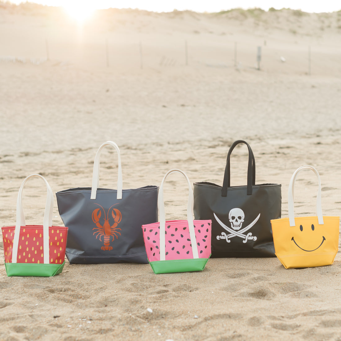 group of beach totes