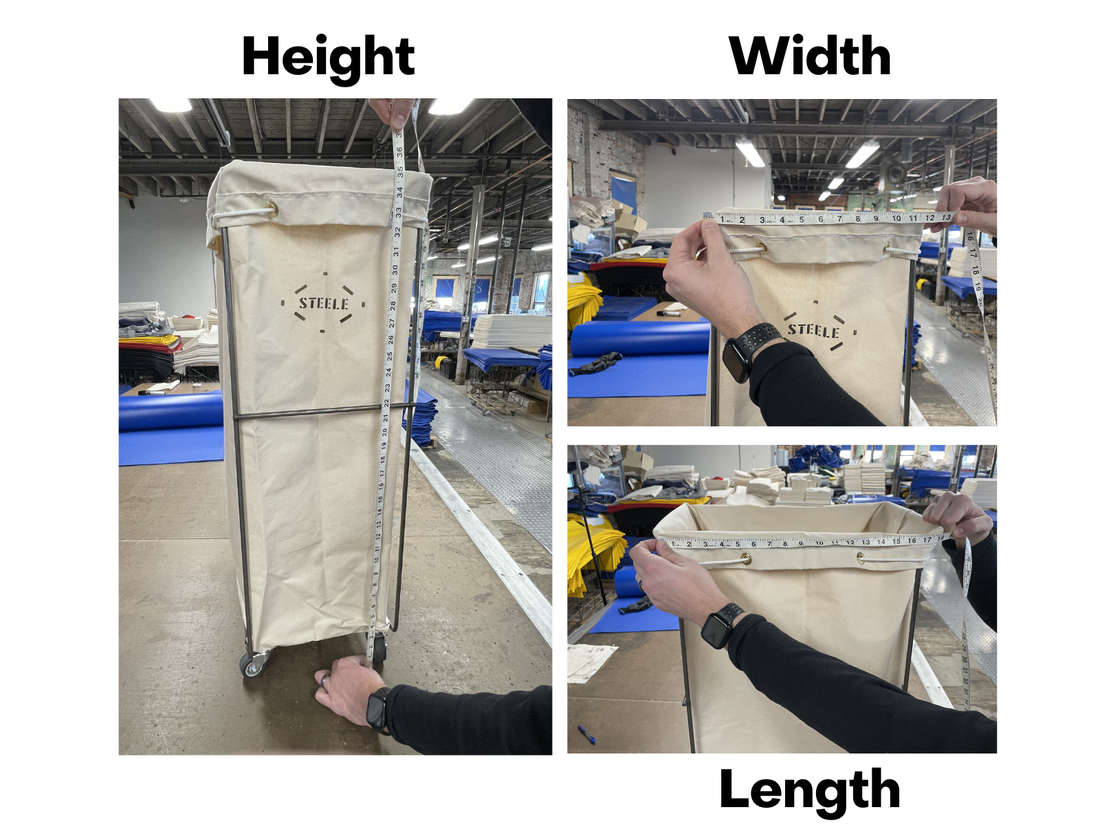 How We Measure Steele Canvas Trucks, Baskets, Caddies & Totes