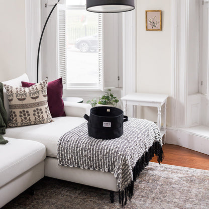 Extra Small Round Canvas Storage Bin - Black Canvas