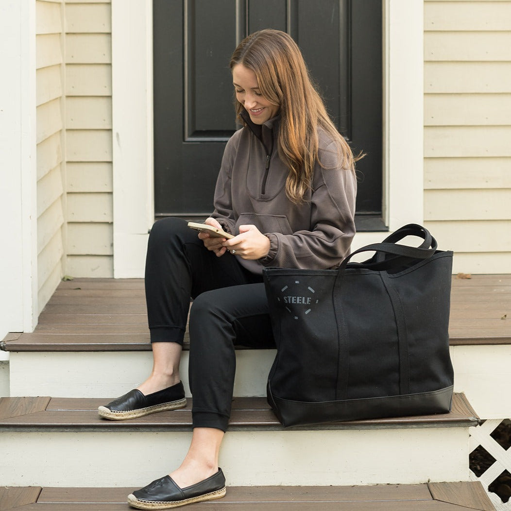 Black Canvas Tote Bag - Medium