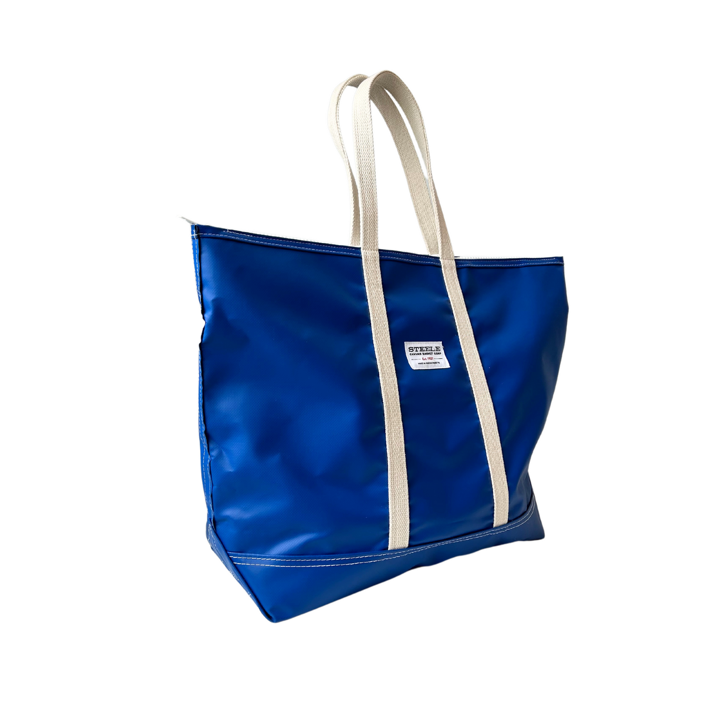 Blue Steeletex Zip Top Beach Tote - Medium