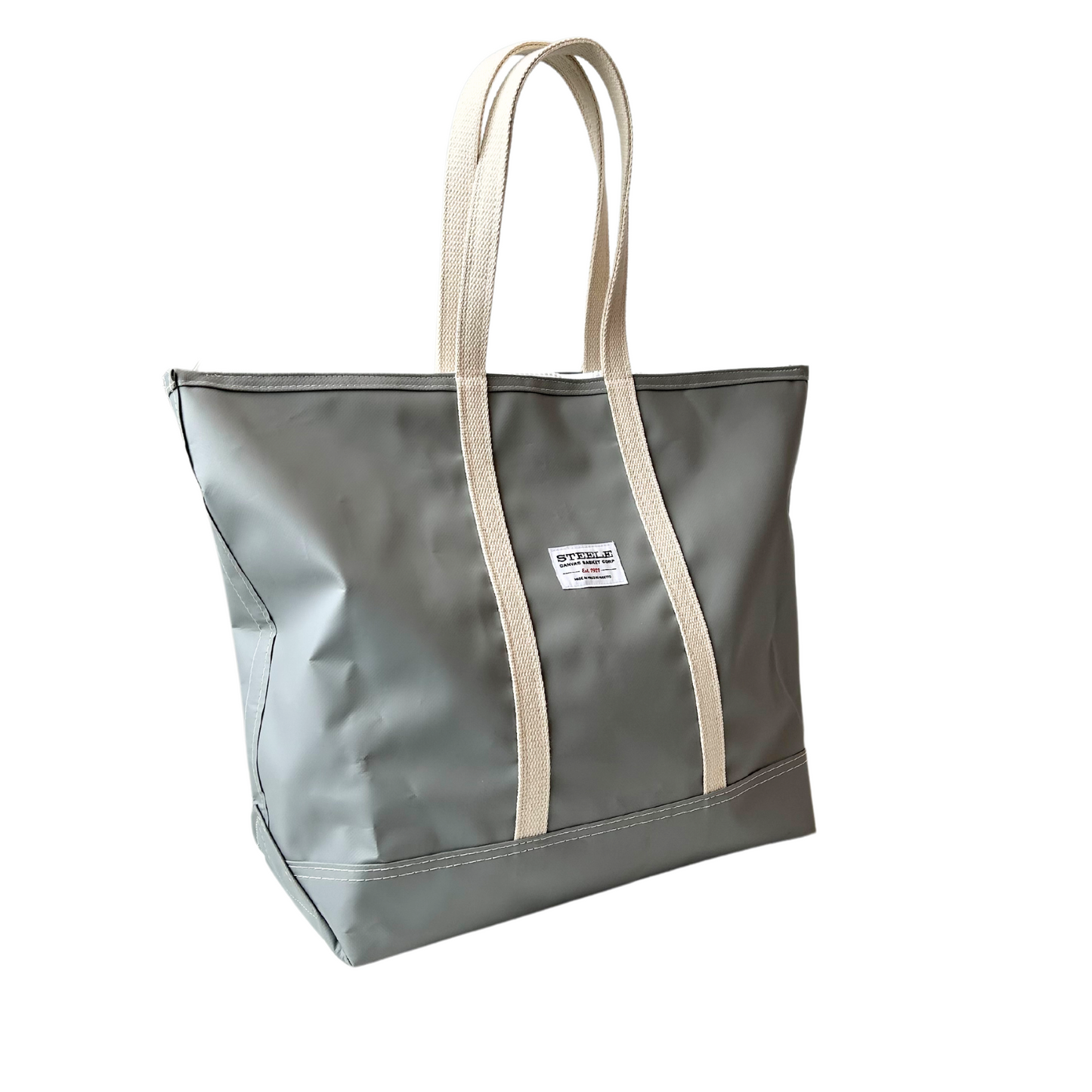 Grey Steeletex Zip Top Beach Tote - Medium