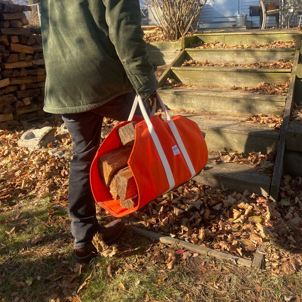 Orange Canvas Log Carrier