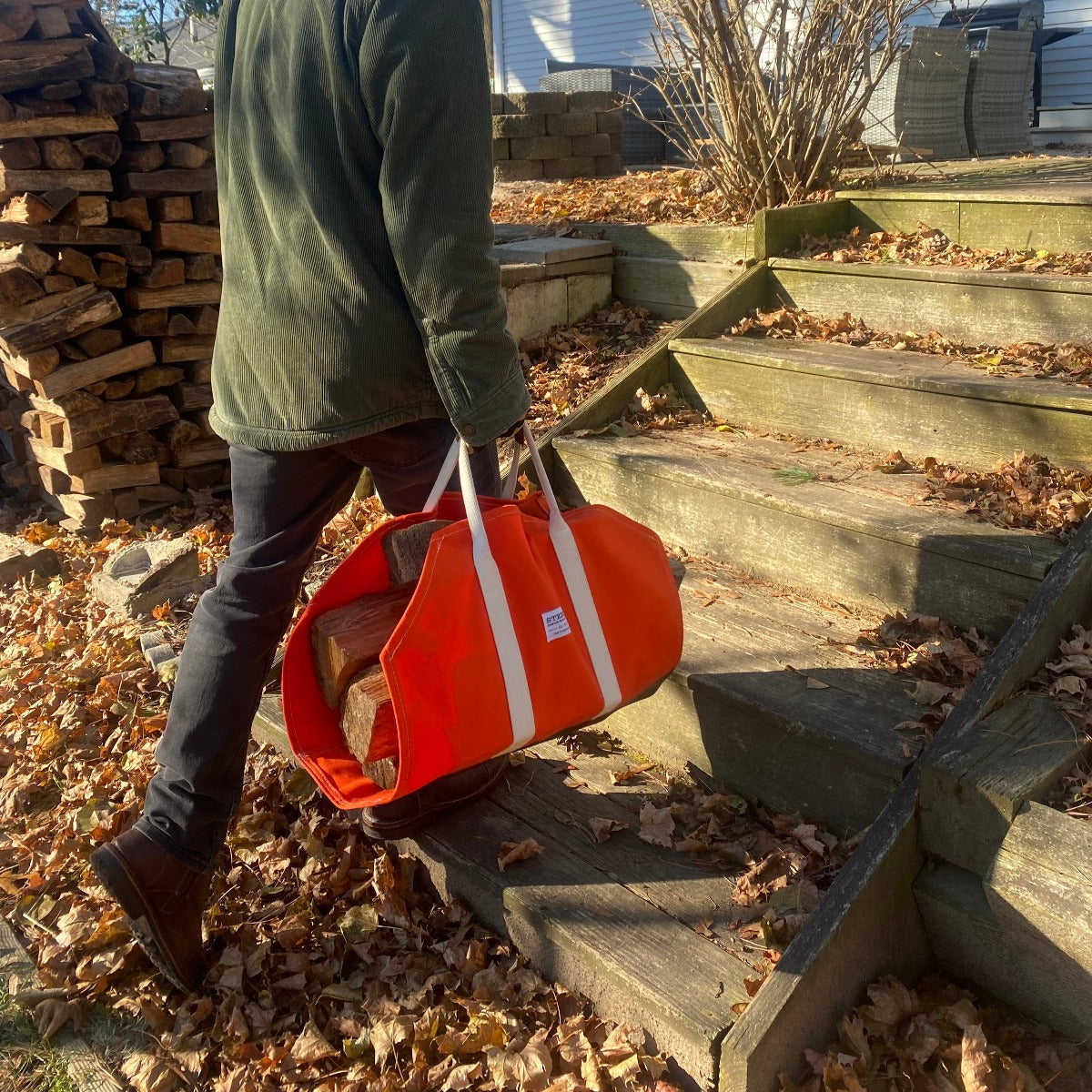 Orange Canvas Log Carrier