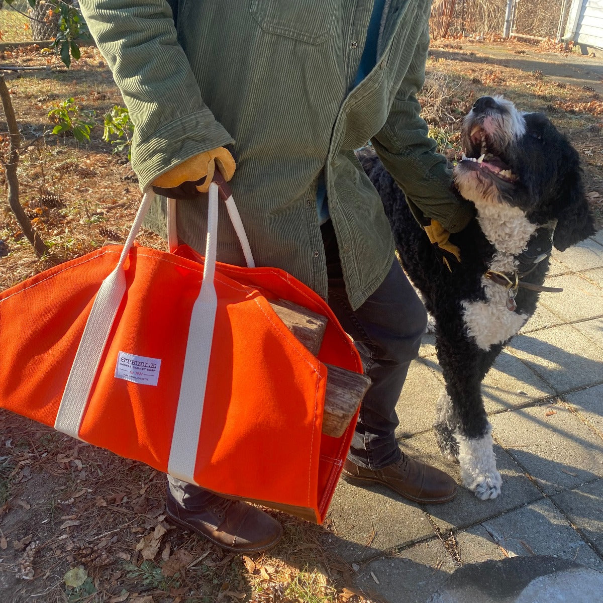 Orange Canvas Log Carrier