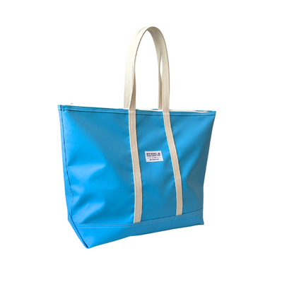 Light Blue Steeletex Zip Top Beach Tote - Medium