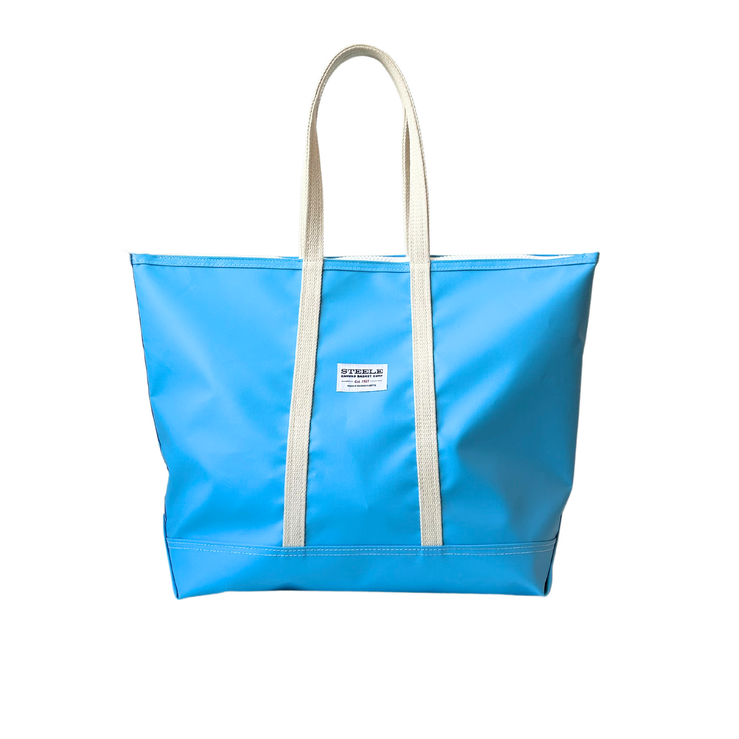 Light Blue Steeletex Zip Top Beach Tote - Medium