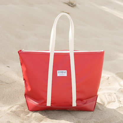 Red Steeletex Zip Top Beach Tote - Medium