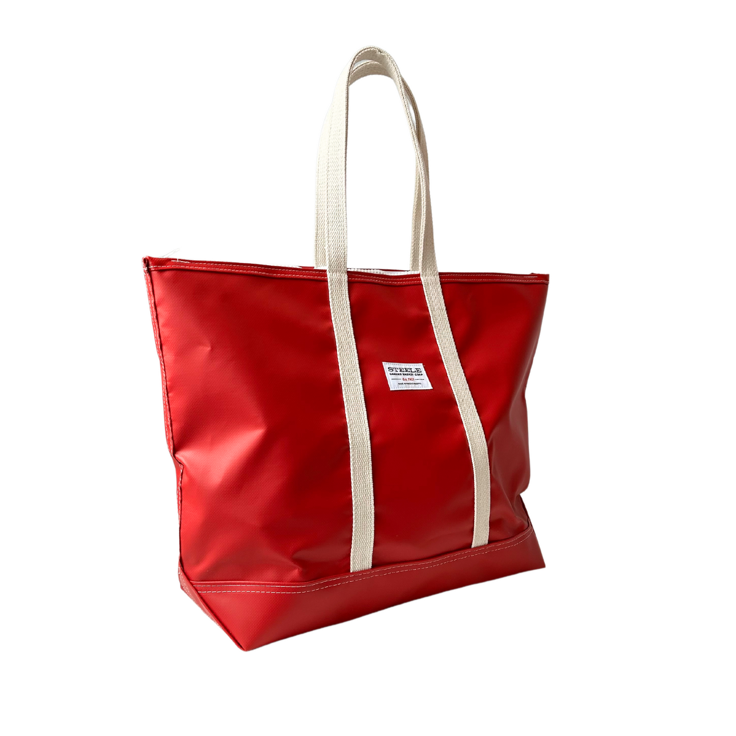 Red Steeletex Zip Top Beach Tote - Medium