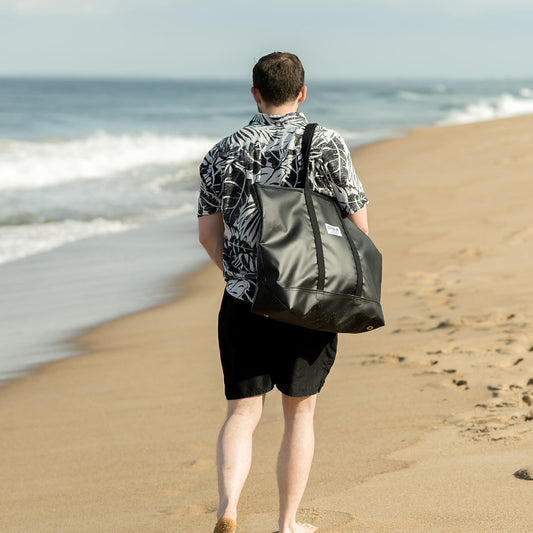 Black Steeletex Zip Top Beach Tote - Medium