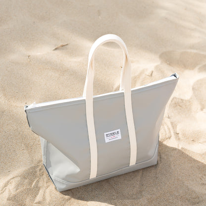 Grey Steeletex Zip Top Beach Tote - Medium