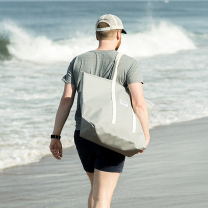 Grey Steeletex Zip Top Beach Tote - Medium