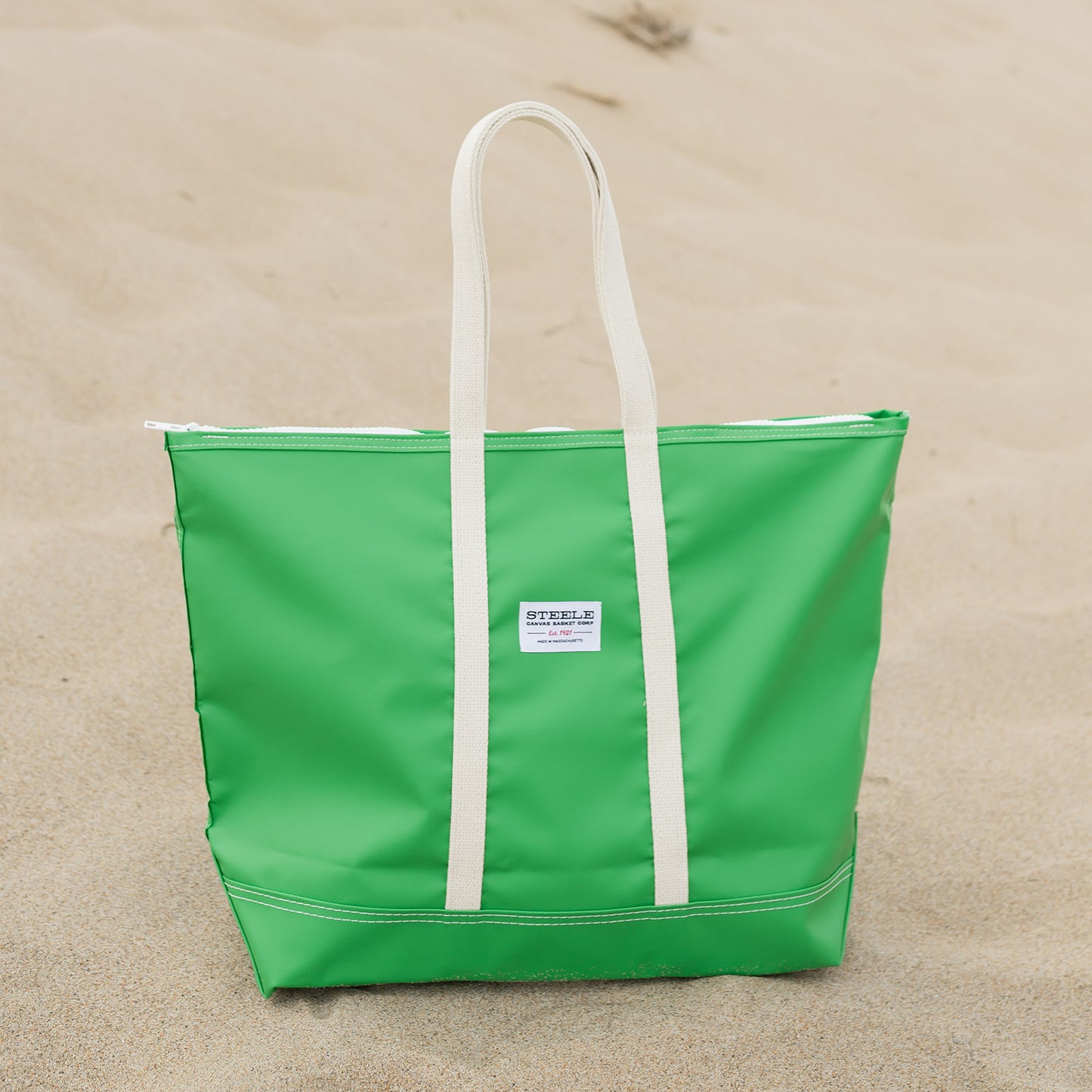 Lime Green Steeletex Zip Top Beach Tote - Medium