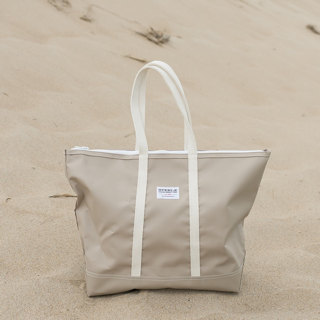 Tan Steeletex Zip Top Beach Tote - Medium