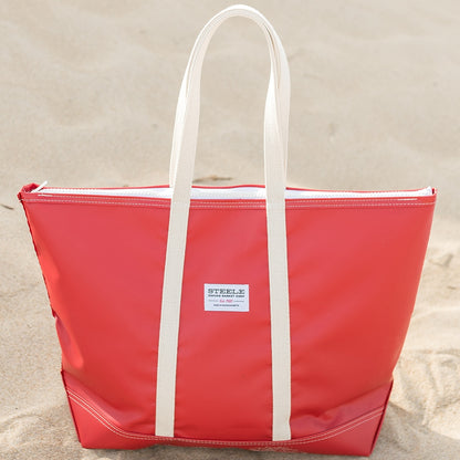 Red Steeletex Zip Top Beach Tote - Medium