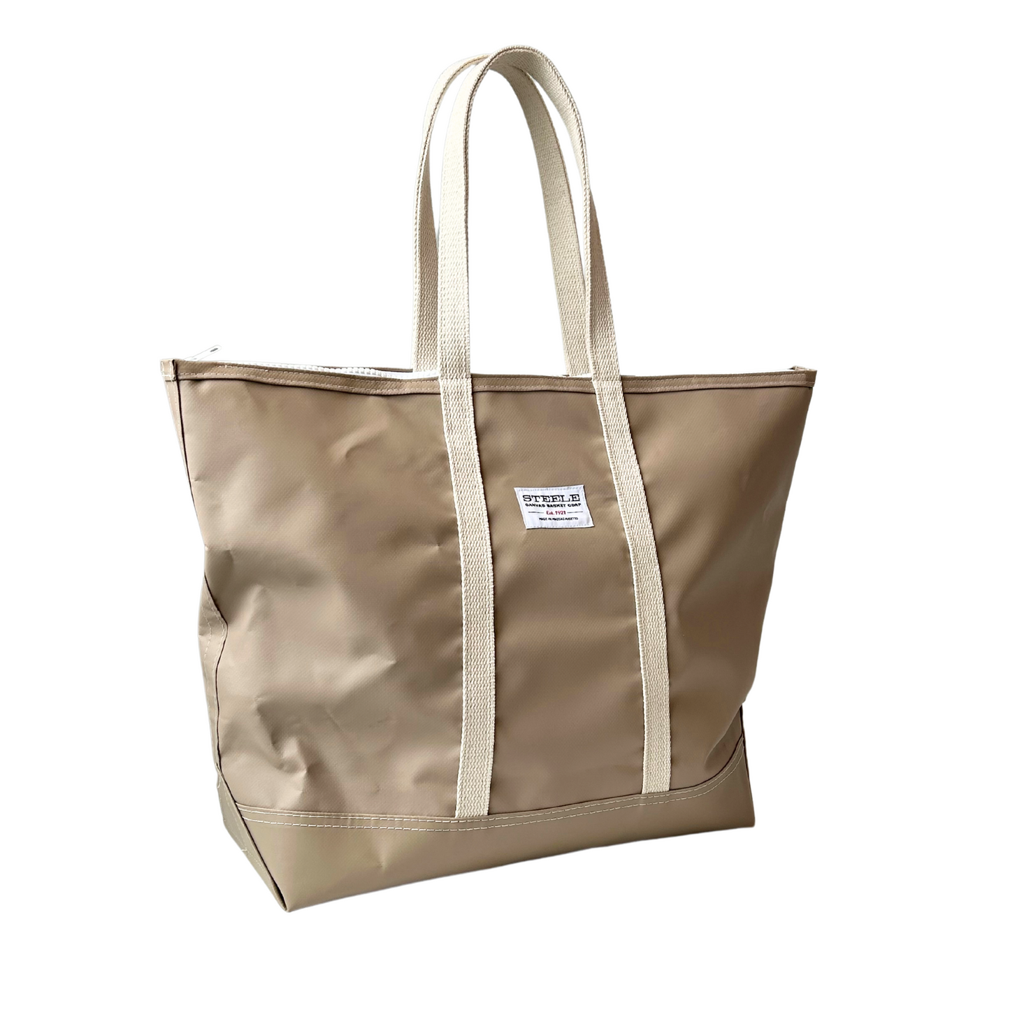 Tan Steeletex Zip Top Beach Tote - Medium