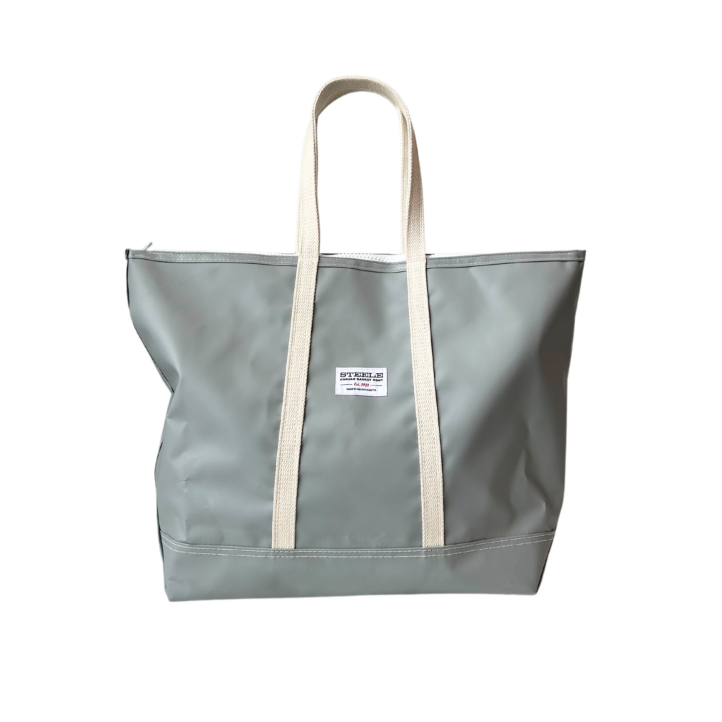 Grey Steeletex Zip Top Beach Tote - Medium