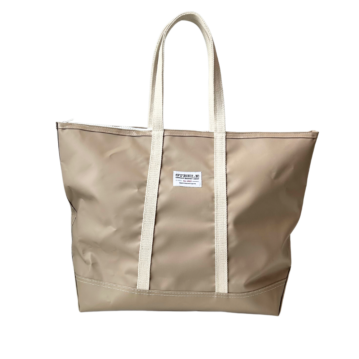 Tan Steeletex Zip Top Beach Tote - Medium